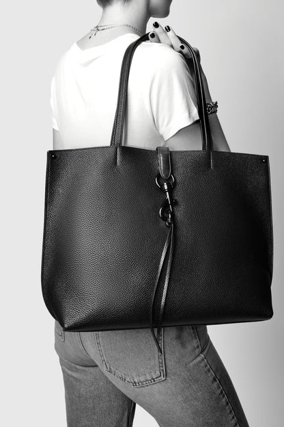 Rebecca Minkoff Black Leather Unlined Tote | Megan Tote | Rebecca Minkoff