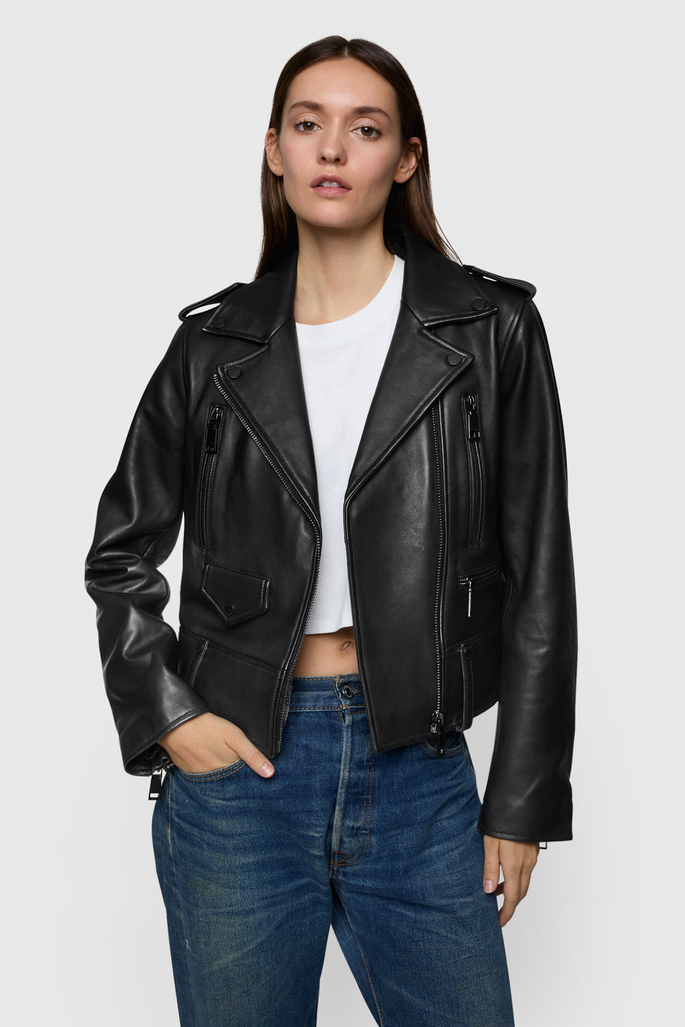 Rebecca Minkoff Julian Asymmetrical Moto Biker Jacket