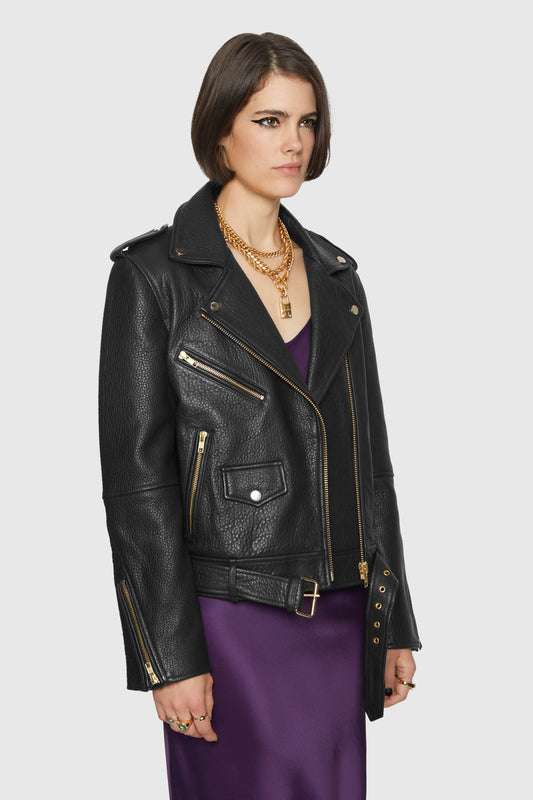 Rebecca Minkoff Jett Moto Grain Leather Jacket - Rebecca Minkoff